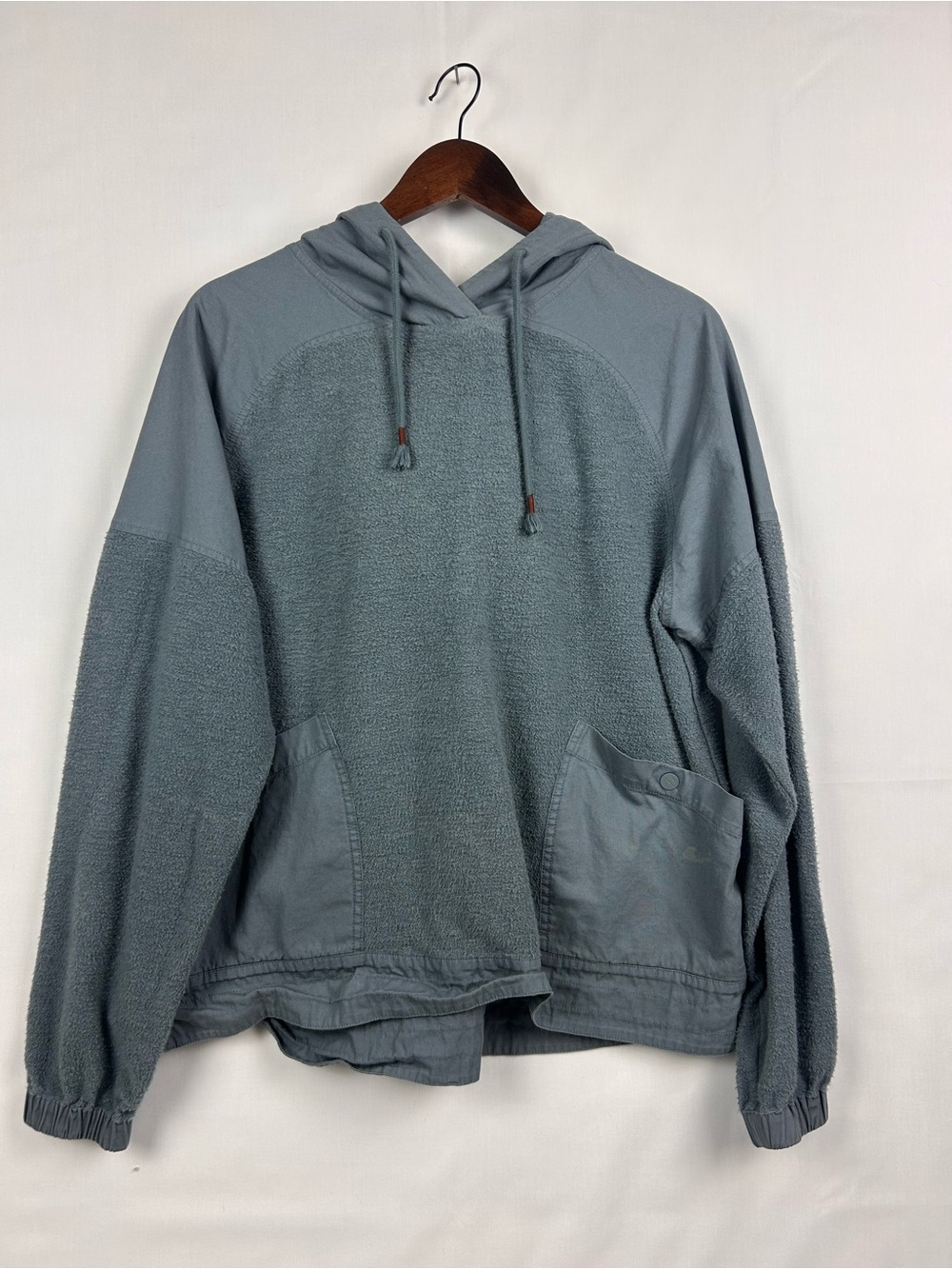 REI Co-op Farlands Hoodie Women’s L Blue Hemp Cotton Pullover Outdoor